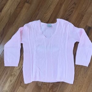 Women’s pink cotton 3/4 sleeve sweater Size Large